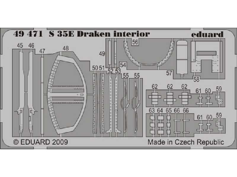  S 35E Draken interior S. A. 1/48 - Hasegawa - blaszki - zdjęcie 1