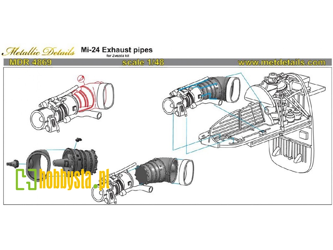 Mil Mi-24 V/Vp - Exhaust Pipes (Designed To Be Used With Zvezda Kits) - zdjęcie 1