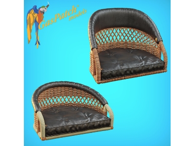 Wicker Seat Perforated Back - Shorty Small Leather Pad- Tall Big Leather Pad - zdjęcie 1