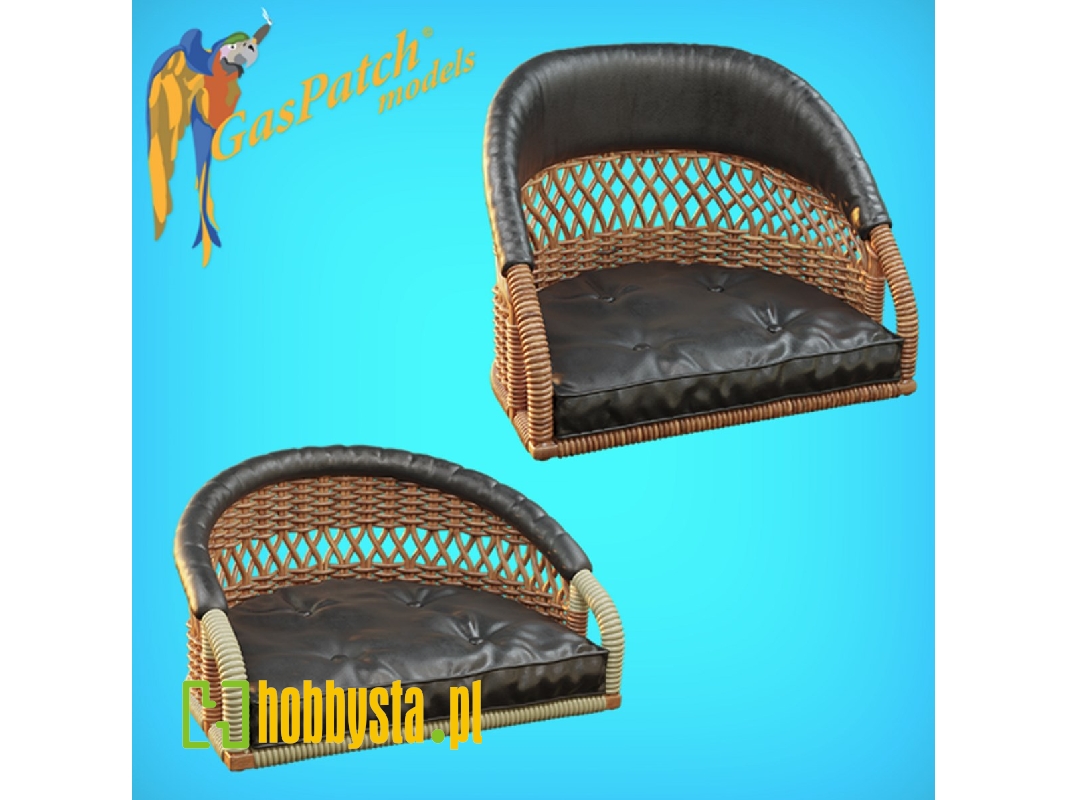 Wicker Seat Perforated Back - Shorty Small Leather Pad- Tall Big Leather Pad - zdjęcie 1