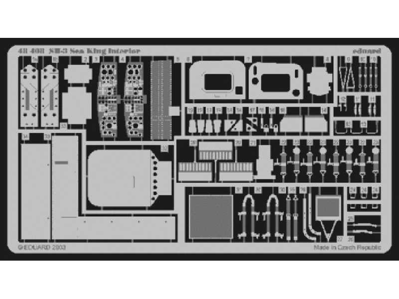  SH-3 interior 1/48 - Hasegawa - blaszki - zdjęcie 1