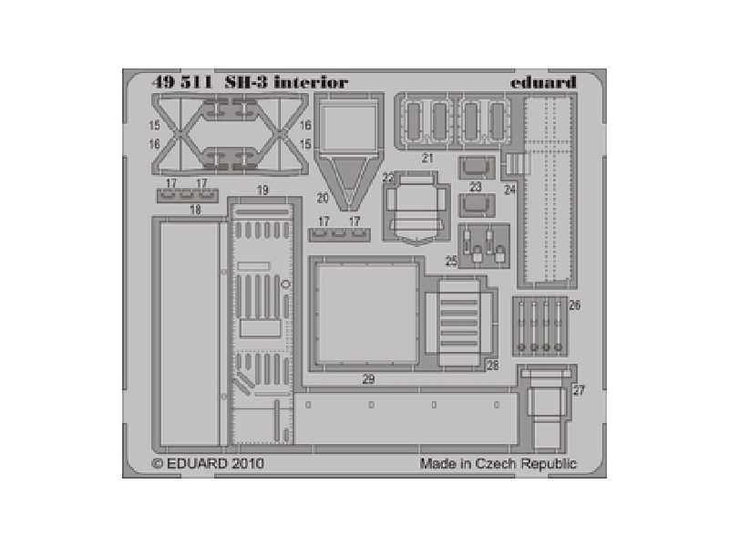  SH-3 interior S. A. 1/48 - Hasegawa - blaszki - zdjęcie 1