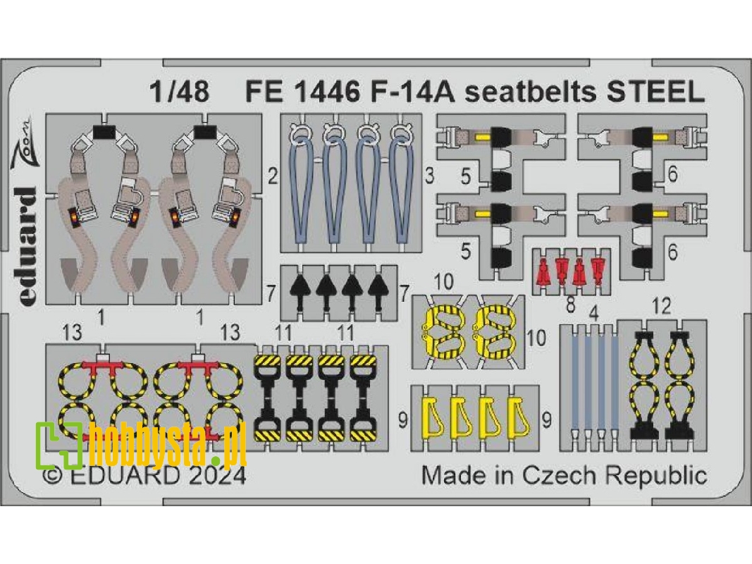 F-14A seatbelts STEEL 1/48 - GREAT WALL HOBBY - zdjęcie 1