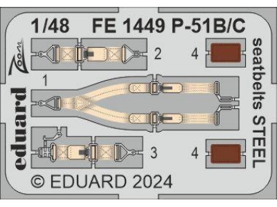 P-51B/ C seatbelts STEEL 1/48 - EDUARD - zdjęcie 1