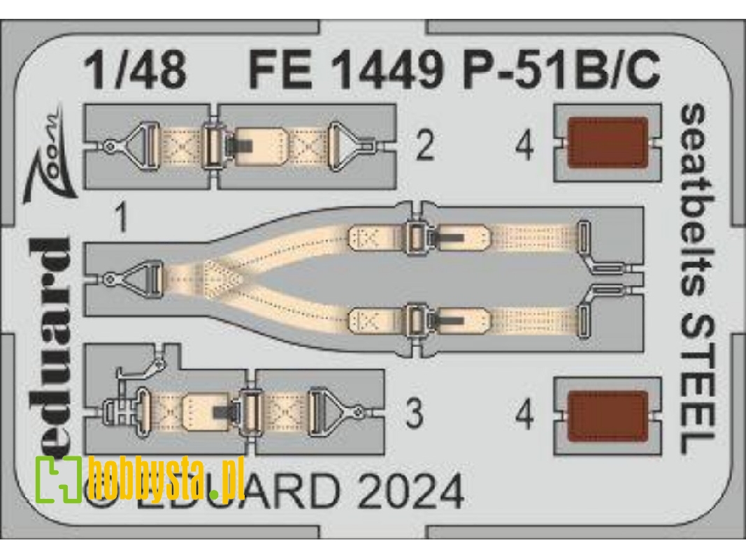 P-51B/ C seatbelts STEEL 1/48 - EDUARD - zdjęcie 1