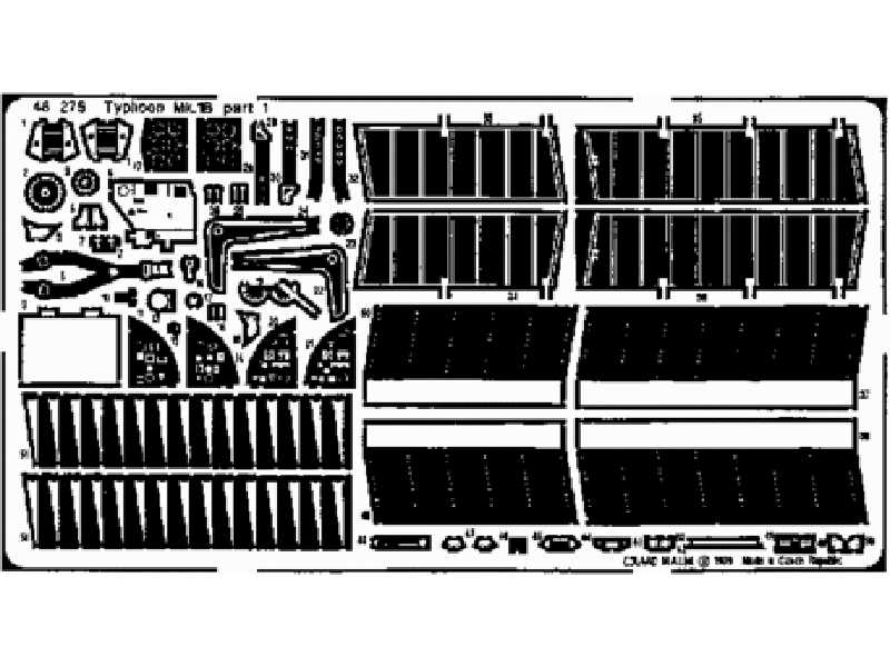  Typhoon Mk. Ib Door Canopy 1/48 - Hasegawa - blaszki - zdjęcie 1