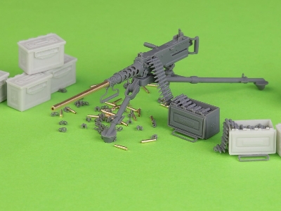 Browning M2hb .50 Cal (12,7mm) - Karabin Maszynowy Na Trójnogu M3 - Okres Ii Wś (Ze Skrzynką Amunicyjną M2) - zdjęcie 3