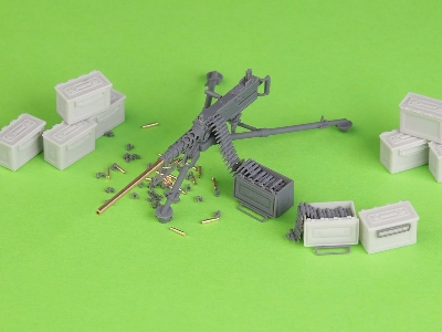 Browning M2hb .50 Cal (12,7mm) - Karabin Maszynowy Na Trójnogu M3 - Okres Ii Wś (Ze Skrzynką Amunicyjną M2) - zdjęcie 4