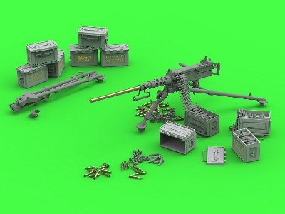 Browning M2hb .50 Cal (12,7mm) - Karabin Maszynowy Na Trójnogu M3 - Okres Ii Wś (Ze Skrzynką Amunicyjną M2) - zdjęcie 5