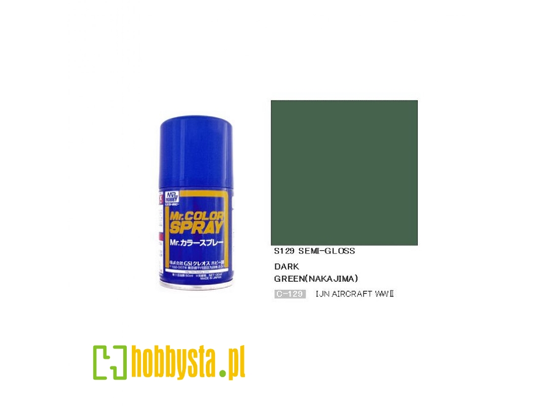 S129 Dark Green (Nakajima) Semi-gloss Spray - zdjęcie 1 S129 Dark Green (Nakajima) Semi-gloss Spray - zdjęcie 1