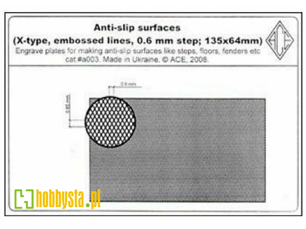 Anti-slip Surfaces (X-type, Embossed Lines, 0.6mm Step; 135mm X 64mm) - zdjęcie 1