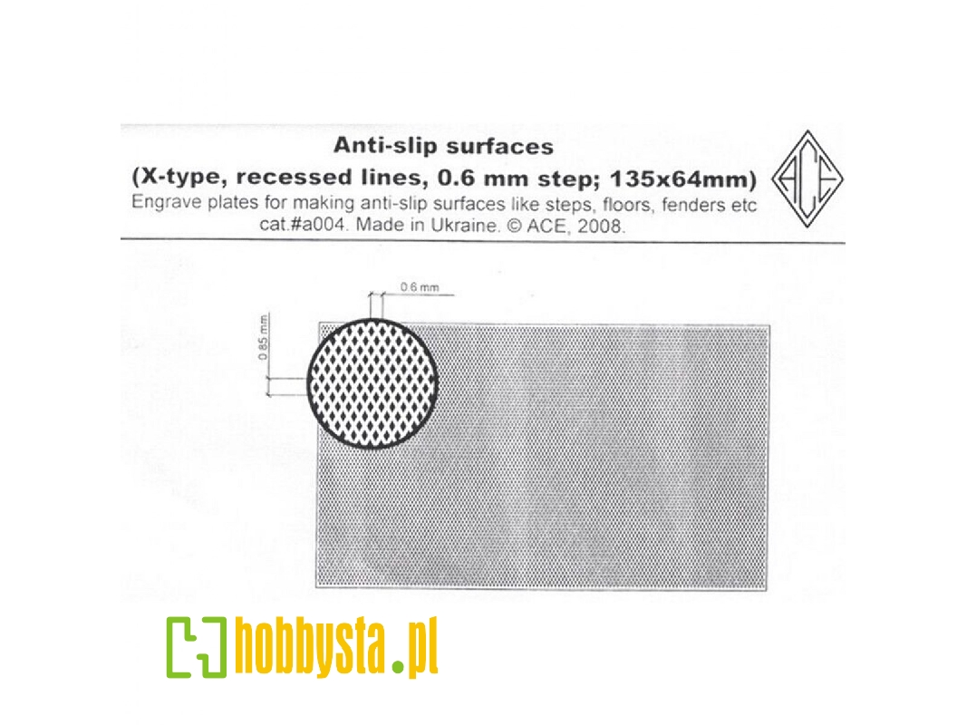 Anti-slip Surfaces (X-type, Recessed Lines, 0.6mm Step; 135mm X 64mm) - zdjęcie 1 Anti-slip Surfaces (X-type, Recessed Lines, 0.6mm Step; 135mm X 64mm) - zdjęcie 1