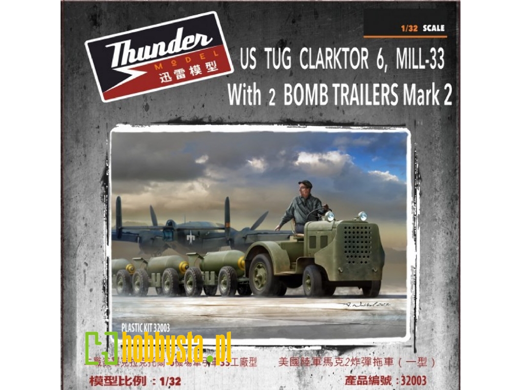 Us Tug Clarktor 6, Mill-33 With 2 Bomb Trailers Mark 2 - zdjęcie 1 Us Tug Clarktor 6, Mill-33 With 2 Bomb Trailers Mark 2 - zdjęcie 1