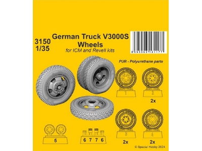 German Truck V3000s Wheels (For Icm And Revell Kits) - zdjęcie 1