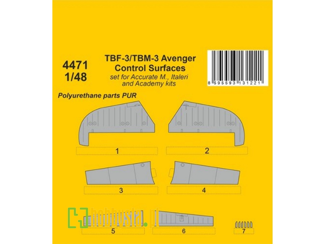 Tbf-3/Tbm-3 Avenger Control Surfaces (For Accurate M., Italeri And Academy Kits) - zdjęcie 1 Tbf-3/Tbm-3 Avenger Control Surfaces (For Accurate M., Italeri And Academy Kits) - zdjęcie 1