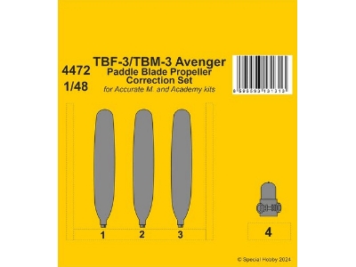 Tbf-3/Tbm-3 Avenger Paddle Blade Propeller Correction Set (For Accurate M. And Academy Kits) - zdjęcie 1