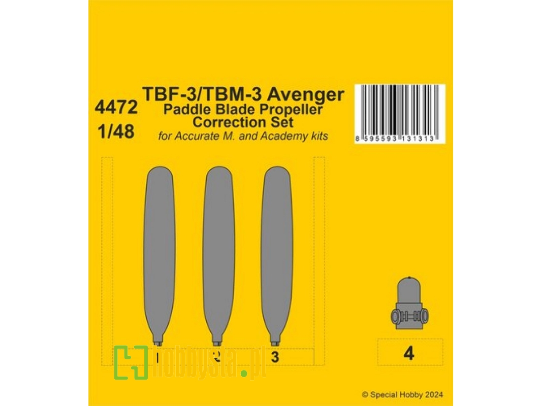 Tbf-3/Tbm-3 Avenger Paddle Blade Propeller Correction Set (For Accurate M. And Academy Kits) - zdjęcie 1 Tbf-3/Tbm-3 Avenger Paddle Blade Propeller Correction Set (For Accurate M. And Academy Kits) - zdjęcie 1