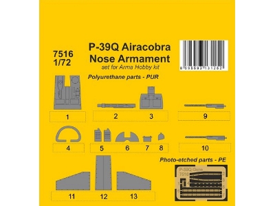 P-39q Airacobra Nose Armament (For Arma Hobby Kit) - zdjęcie 1
