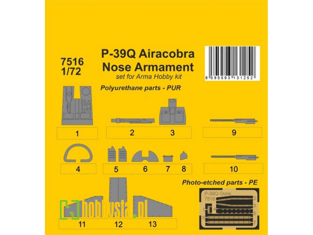 P-39q Airacobra Nose Armament (For Arma Hobby Kit) - zdjęcie 1 P-39q Airacobra Nose Armament (For Arma Hobby Kit) - zdjęcie 1