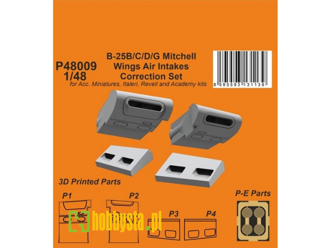 B-25b/C/D/G Mitchell Wings Air Intakes Correction Set (For Acc. Miniatures, Italeri, Revell And Academy Kits) - zdjęcie 1