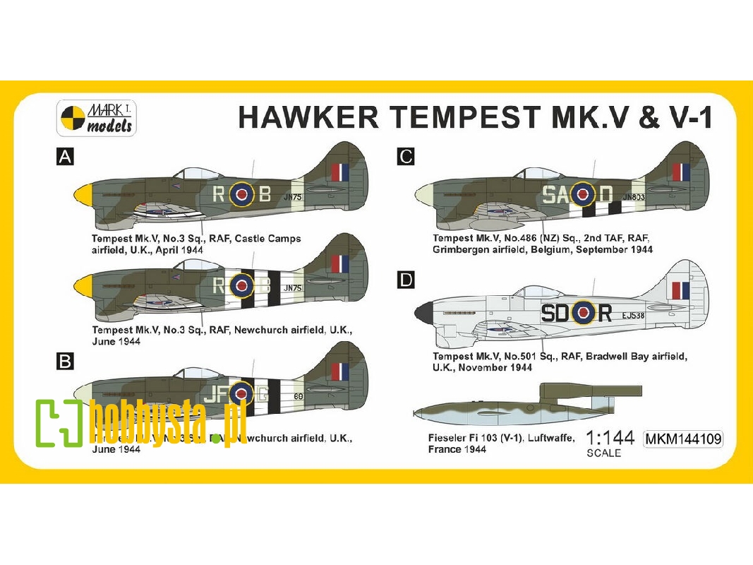 Hawker Tempest Mk.V - Series 1/2 'doodlebug Chaser' (2in1 Kit + Resin V-1) Royal Air Force - zdjęcie 1 Hawker Tempest Mk.V - Series 1/2 'doodlebug Chaser' (2in1 Kit + Resin V-1) Royal Air Force - zdjęcie 1
