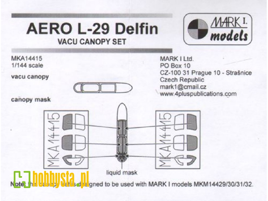 Aero L-29 Delfin Vacu Canopy Set - Vacu Canopy And Mask (For Mark I Models Kits) - zdjęcie 1 Aero L-29 Delfin Vacu Canopy Set - Vacu Canopy And Mask (For Mark I Models Kits) - zdjęcie 1