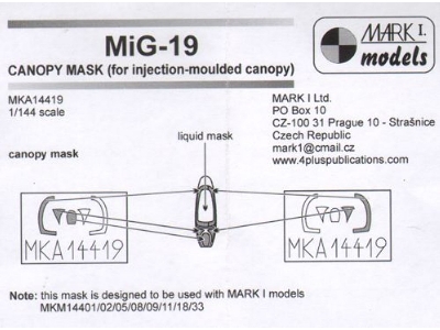 Mikoyan Mig-19 - Canopy Set (For Mark I Models Kits) - zdjęcie 1