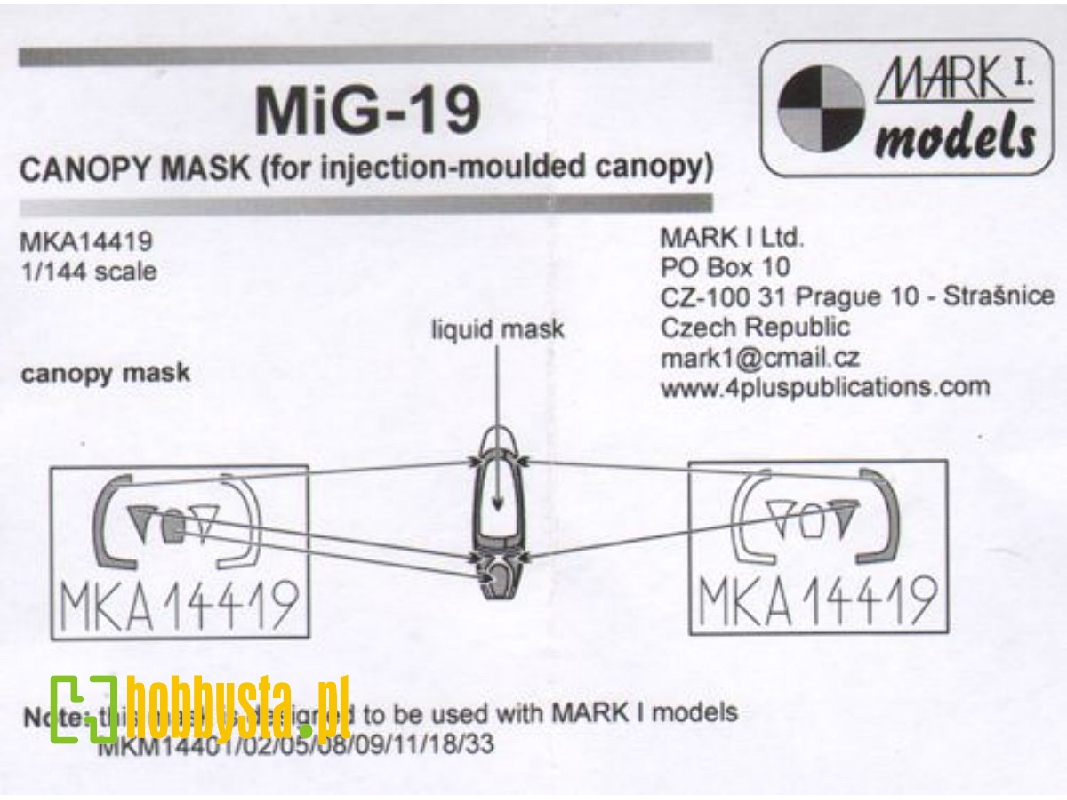 Mikoyan Mig-19 - Canopy Set (For Mark I Models Kits) - zdjęcie 1 Mikoyan Mig-19 - Canopy Set (For Mark I Models Kits) - zdjęcie 1