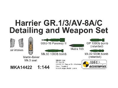 Bae Harrier Gr.1/3 / Mcdonnell-douglas Av-8a/C - Detailing And Weapon Set - Resin Parts (For Mark I Models Kits) - zdjęcie 1
