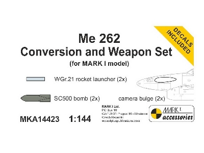 Messerschmitt Me-262 A - Conversion & Weapon Set (For Eduard And Mark I Models Kits) - zdjęcie 1