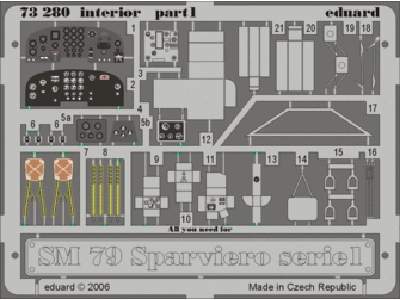  SM 79 Sparviero serie1 interior 1/72 - Italeri - blaszki - zdjęcie 1