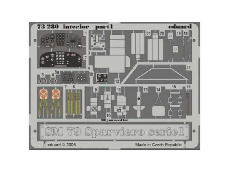  SM 79 Sparviero serie1 interior 1/72 - Italeri - blaszki - zdjęcie 1