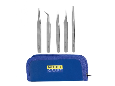 Set Of 5 Stainless Steel Tweezers - zdjęcie 1