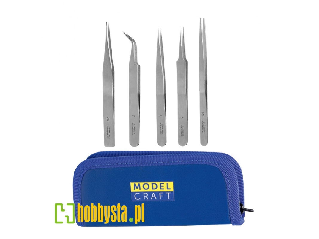 Set Of 5 Stainless Steel Tweezers - zdjęcie 1 Set Of 5 Stainless Steel Tweezers - zdjęcie 1