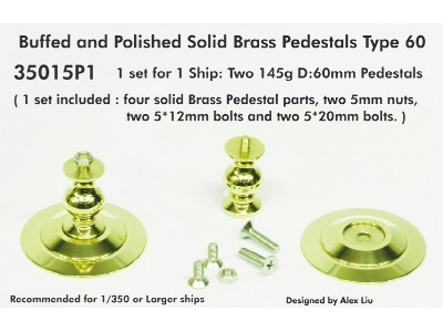 Buffed And Polished Solid Brass Pedestals Type 60 - zdjęcie 1