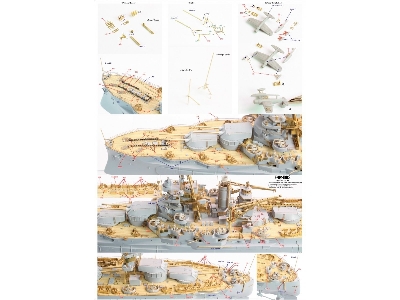 Uss Bb-34 New York 1944 Detail Up Set (With Teak Tone Deck, Barrels, Resin, Pe) - zdjęcie 5
