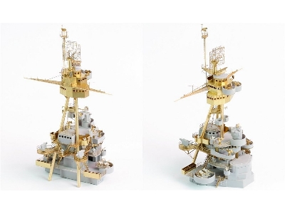 Uss Bb-34 New York 1944 Detail Up Set (With Teak Tone Deck, Barrels, Resin, Pe) - zdjęcie 23
