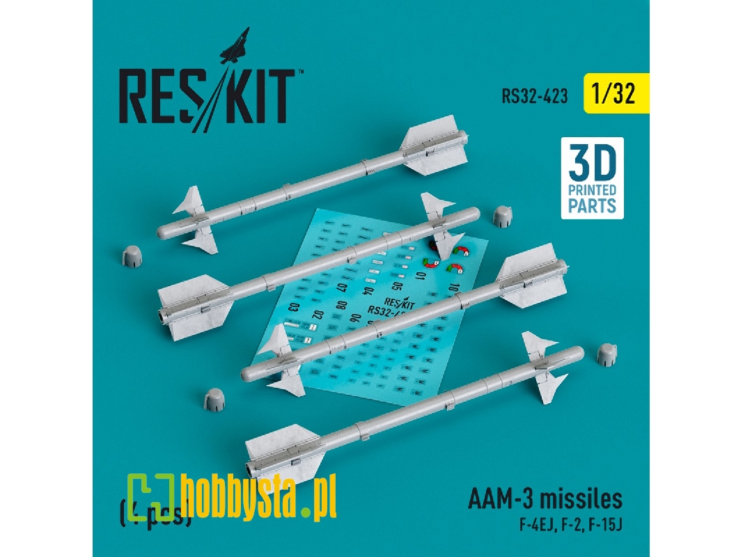 Aam-3 Missiles (4pcs) (F-4ej, F-2, F-15j) (3d Printed) - zdjęcie 1 Aam-3 Missiles (4pcs) (F-4ej, F-2, F-15j) (3d Printed) - zdjęcie 1