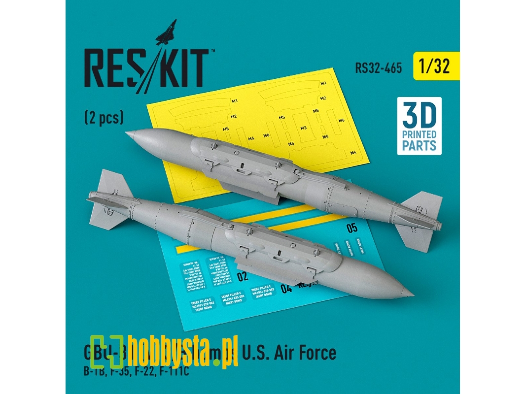 Gbu-31 (V) 3/B Bombs U.S. Air Force (2pcs) (B-1b, F-35, F-22, F-111c) (3d Printed) - zdjęcie 1