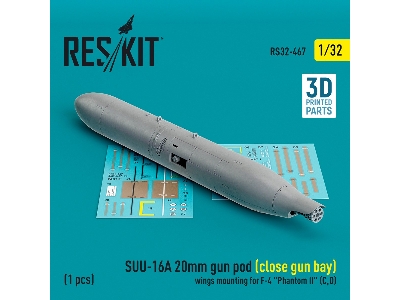 Suu-16a 20mm Gun Pod (Close Gun Bay) Wings Mounting For F-4 'phantom Ii' (C, D) (1pc) (3d Printed) - zdjęcie 1