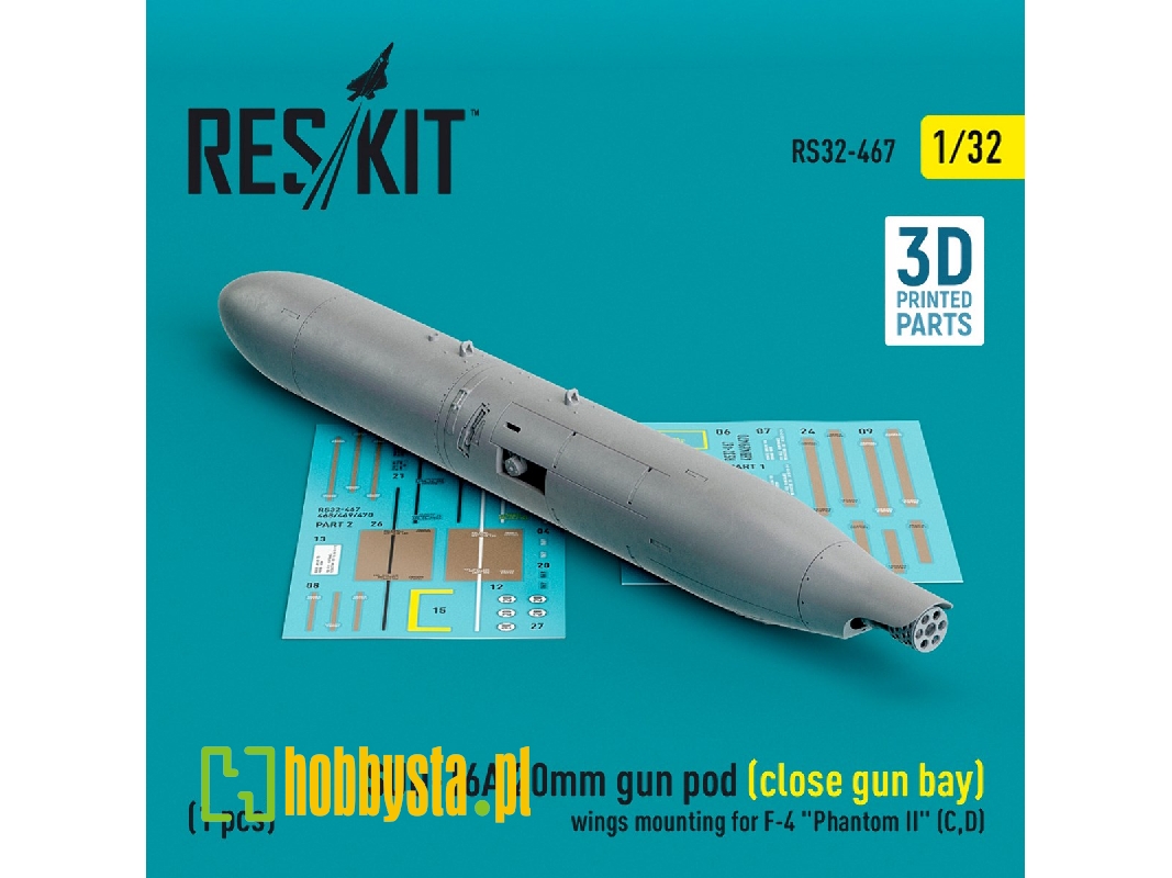 Suu-16a 20mm Gun Pod (Close Gun Bay) Wings Mounting For F-4 'phantom Ii' (C, D) (1pc) (3d Printed) - zdjęcie 1
