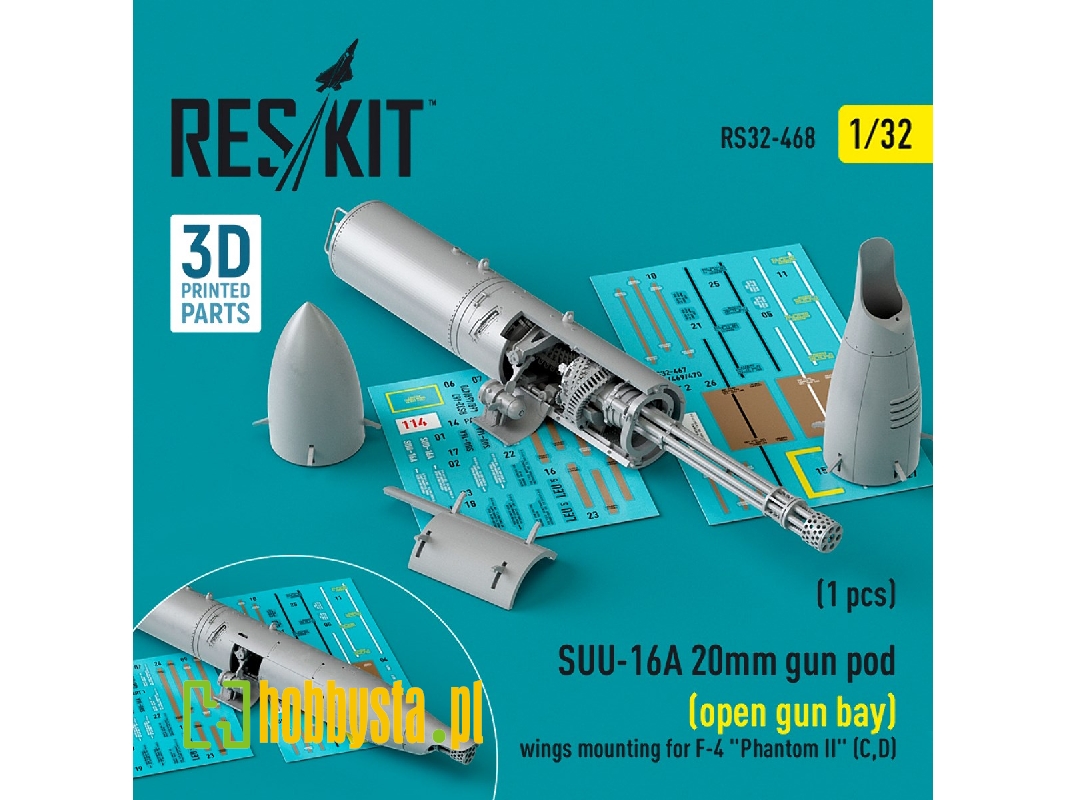 Suu-16a 20mm Gun Pod (Open Gun Bay) Wings Mounting For F-4 'phantom Ii' (C, D) (1pc) (3d Printed) - zdjęcie 1 Suu-16a 20mm Gun Pod (Open Gun Bay) Wings Mounting For F-4 'phantom Ii' (C, D) (1pc) (3d Printed) - zdjęcie 1