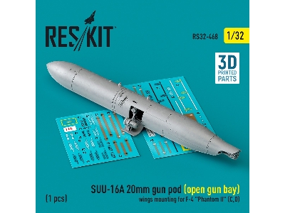 Suu-16a 20mm Gun Pod (Open Gun Bay) Wings Mounting For F-4 'phantom Ii' (C, D) (1pc) (3d Printed) - zdjęcie 2