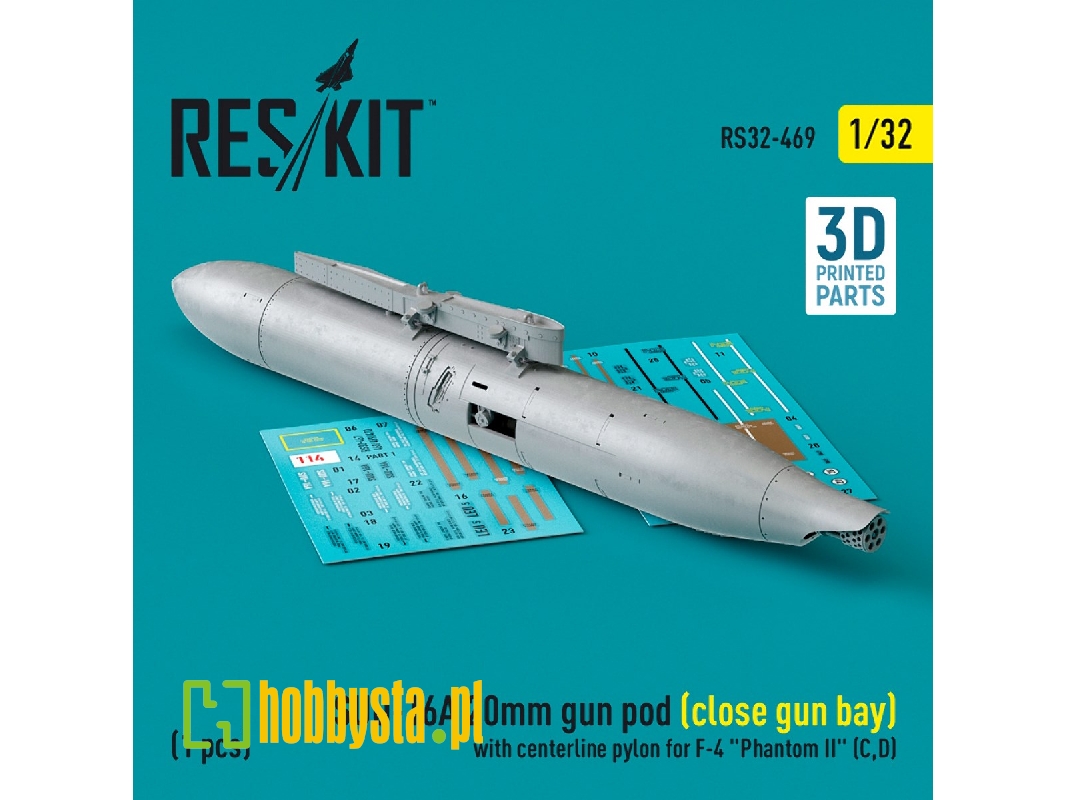 Suu-16a 20mm Gun Pod (Close Gun Bay) With Centerline Pylon For F-4 'phantom Ii' (C, D) (1pc) (3d Printed) - zdjęcie 1 Suu-16a 20mm Gun Pod (Close Gun Bay) With Centerline Pylon For F-4 'phantom Ii' (C, D) (1pc) (3d Printed) - zdjęcie 1