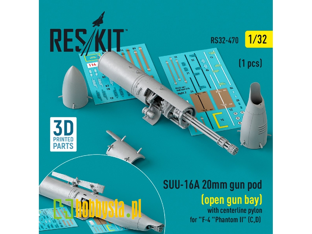Suu-16a 20mm Gun Pod (Open Gun Bay) With Centerline Pylon For F-4 'phantom Ii' (C, D) (1pc) (3d Printed) - zdjęcie 1 Suu-16a 20mm Gun Pod (Open Gun Bay) With Centerline Pylon For F-4 'phantom Ii' (C, D) (1pc) (3d Printed) - zdjęcie 1