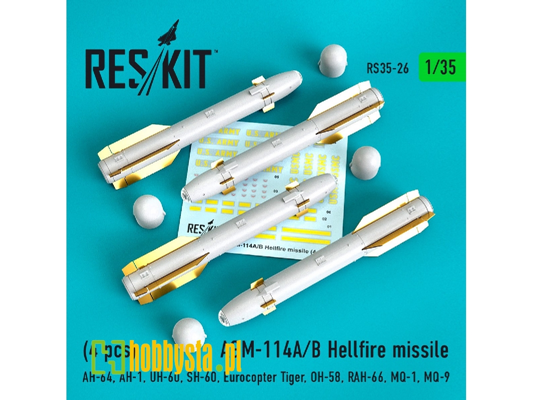 Agm-114a/B Hellfire Missiles (4 Pcs) (Ah-64, Ah-1, Uh-60, Sh-60, Eurocopter Tiger, Oh-58, Rah-66, Mq-1, Mq-9) - zdjęcie 1