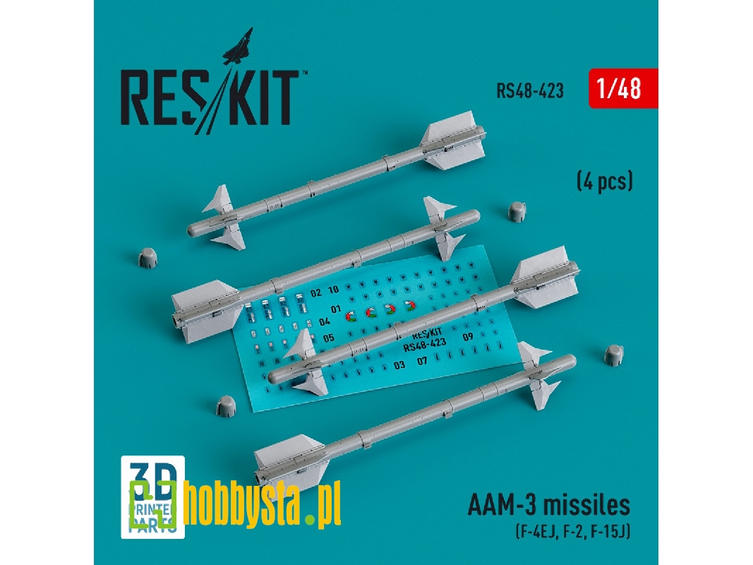 Aam-3 Missiles (4pcs) (F-4ej, F-2, F-15j) (3d Printed) - zdjęcie 1 Aam-3 Missiles (4pcs) (F-4ej, F-2, F-15j) (3d Printed) - zdjęcie 1