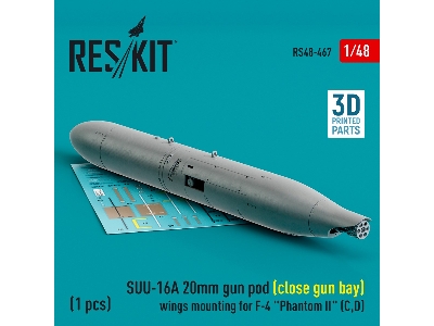 Suu-16a 20mm Gun Pod (Close Gun Bay) Wings Mounting For F-4 'phantom Ii' (C, D) (1pc) (3d Printed) - zdjęcie 1