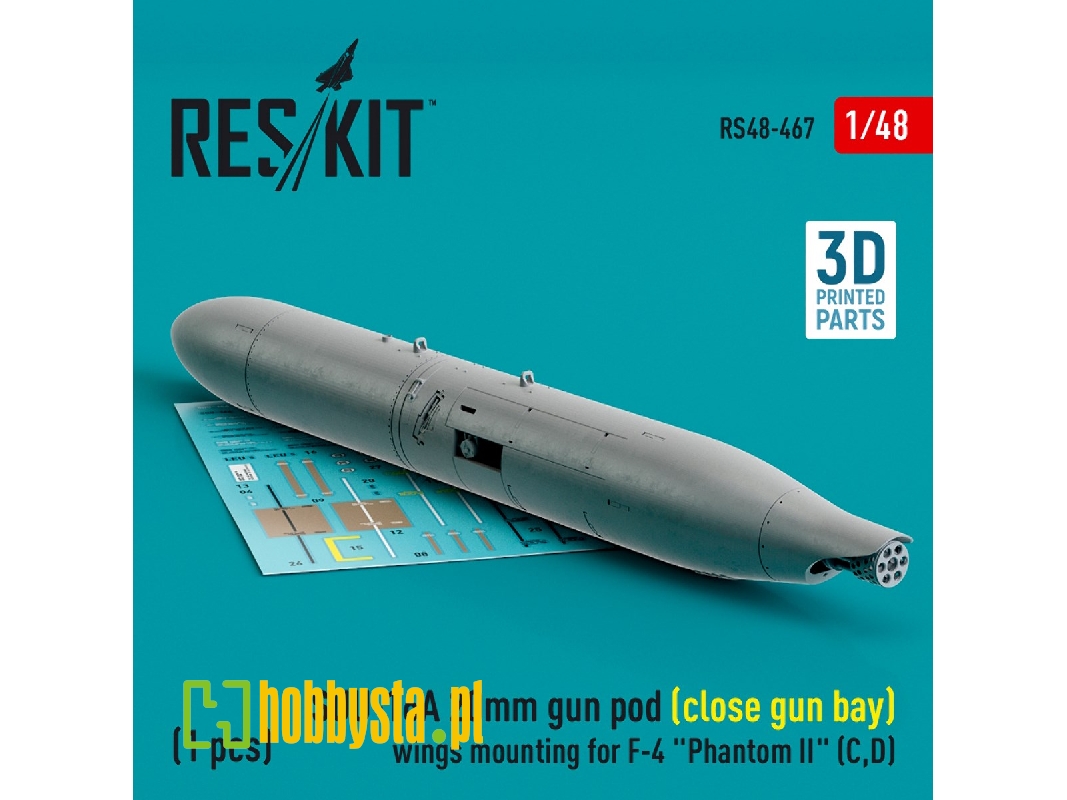 Suu-16a 20mm Gun Pod (Close Gun Bay) Wings Mounting For F-4 'phantom Ii' (C, D) (1pc) (3d Printed) - zdjęcie 1