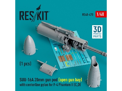 Suu-16a 20mm Gun Pod (Open Gun Bay) With Centerline Pylon For F-4 'phantom Ii' (C, D) (1pc) (3d Printed) - zdjęcie 1